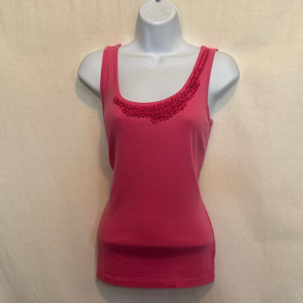 H-178 Talbots Pink Ruffled Sleeveless Pullover Blouse‎ Size S